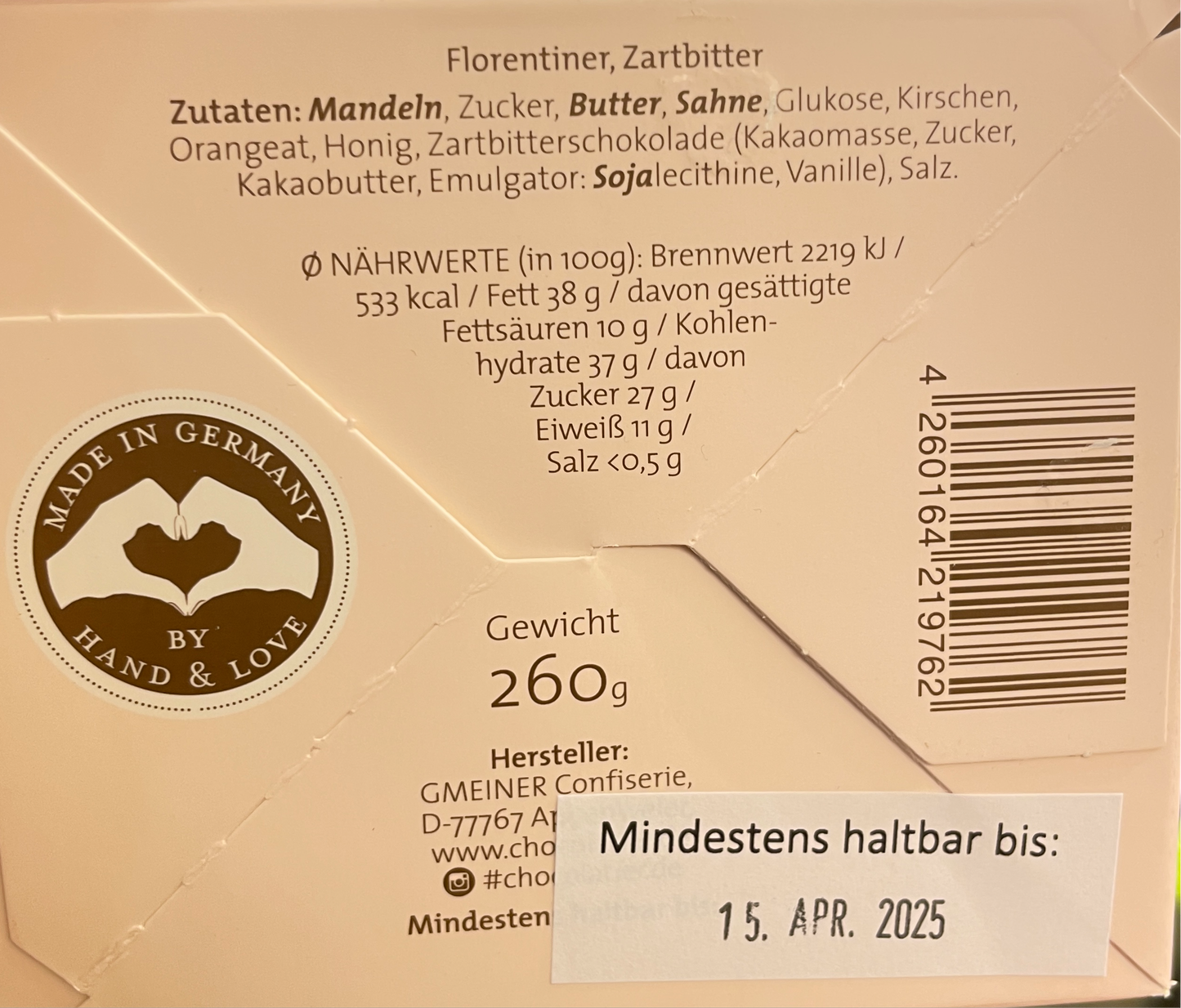 Florentiner Vollmilch Schokolade